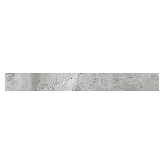 Sockelfliese Pulpis - 7 x 60 cm, Grau, Glänzend - Graue Marmorleiste. Elegante Akzentleiste für stilvolle Wand- oder Bodenabschlüsse, ideal für moderne und klassische Designs.