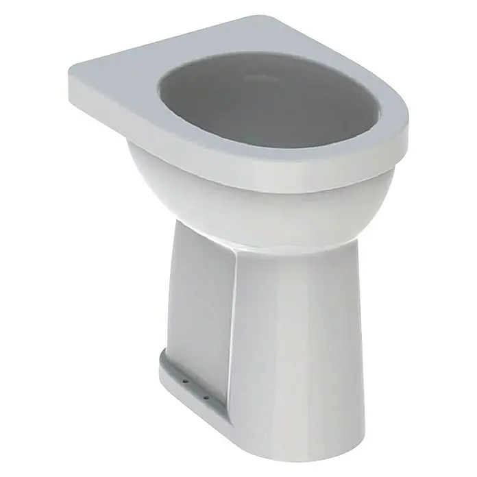 Geberit Renova Comfort Stand-WC Typ 3 - Mit Spülrand, Mit schmutzabweisender Glasur, Spülform: Flach, WC Abgang: Senkrecht, Weiß - Dieses Bild zeigt eine moderne, wandhängende Toilette in Weiß, ideal für stilvolle Badezimmerdesigns.