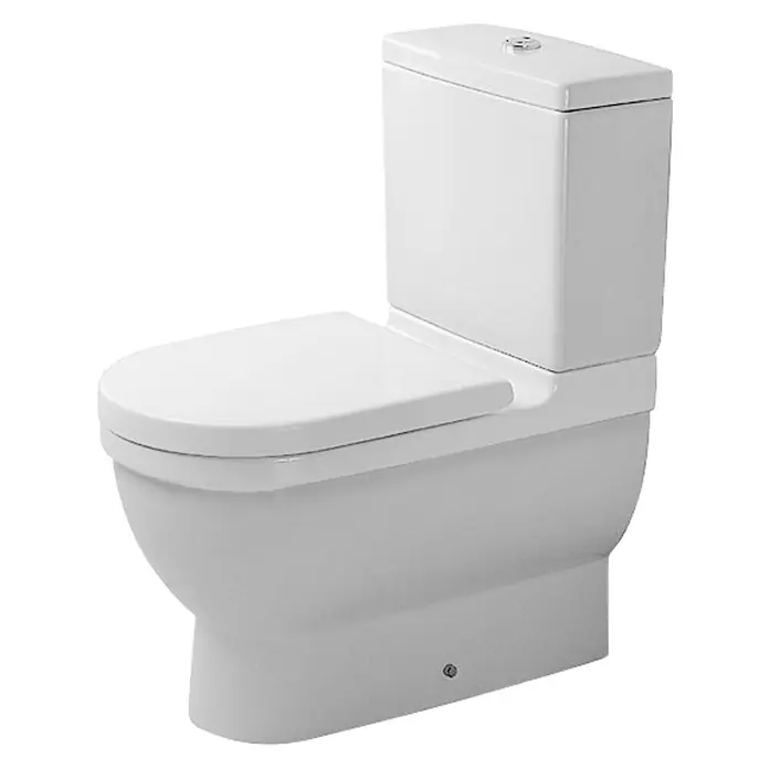 Duravit Starck 3 Stand-WC für Kombination Typ 1 - Mit Spülrand, Ohne Spezialglasur, Spülform: Tief, WC Abgang: Waagerecht, Weiß - Ein elegantes, freistehendes WC in strahlendem Weiß, das durch sein zeitgemäßes Design und seine klare Formgebung besticht.