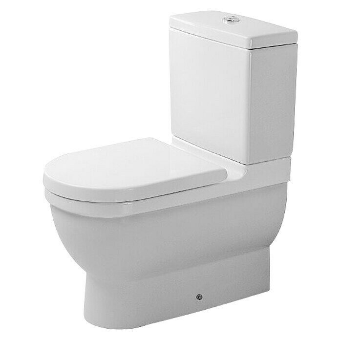 Duravit Starck 3 Stand-WC-Kombination Typ 1Mit Spülrand, Mit antibakterieller Glasur, Spülform: Tief, WC Abgang: Waagerecht, Weiß Diagonal View