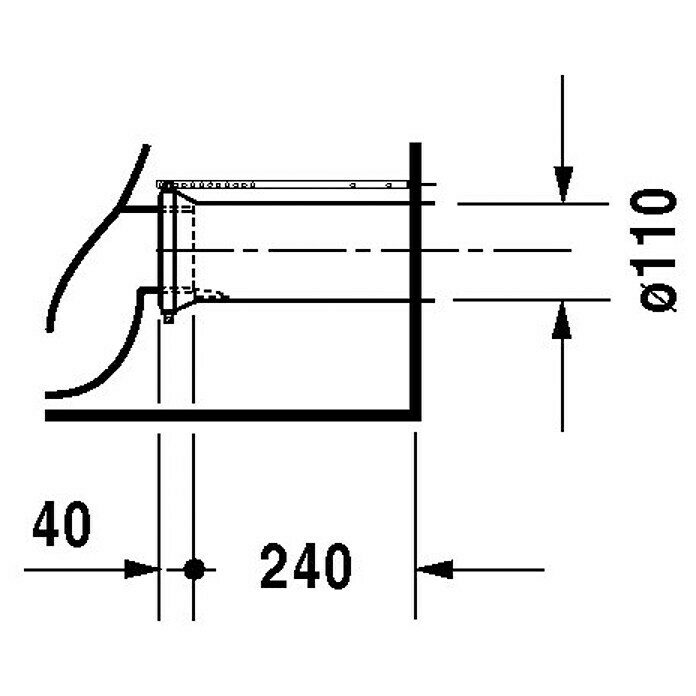 Duravit Starck 3 Stand-WC-Kombination Typ 1Mit Spülrand, Mit antibakterieller Glasur, Spülform: Tief, WC Abgang: Waagerecht, Weiß Sketch