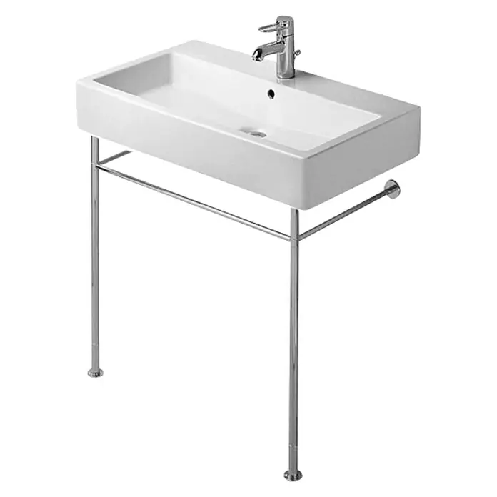 Duravit Vero Konsole - B x L: 62,5 x 42,5 cm, Chrom - Elegantes Waschbecken mit schlanken Chrombeinen, die ein modernes und minimalistisches Badezimmerdesign ergänzen.