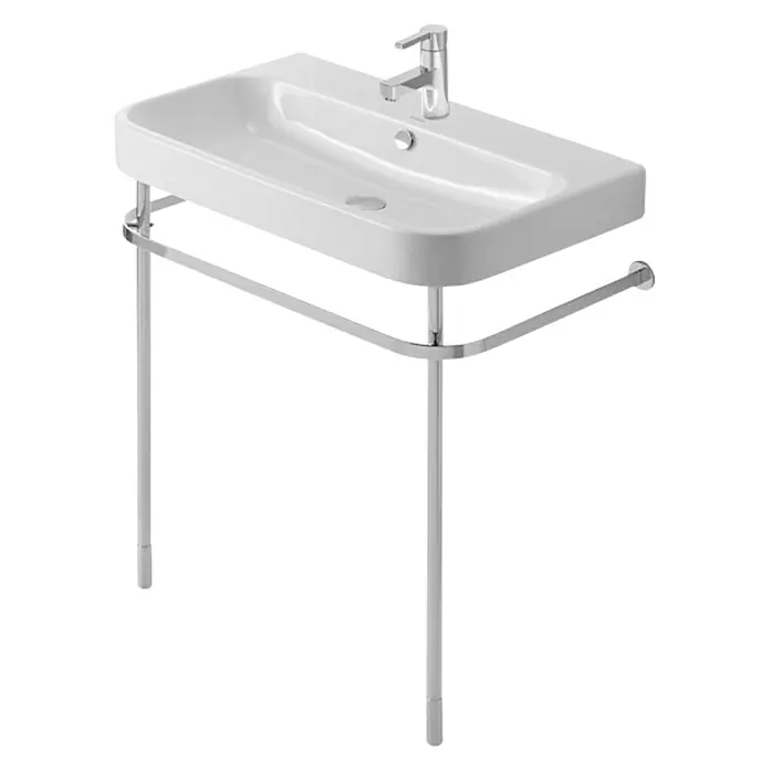 Duravit Happy D.2 Konsole - B x L: 117,3 x 49,1 cm, Chrom - Elegantes Waschbecken mit Chromgestell. Das moderne Design des Waschbeckens wird durch das glänzende Chromgestell stilvoll ergänzt.
