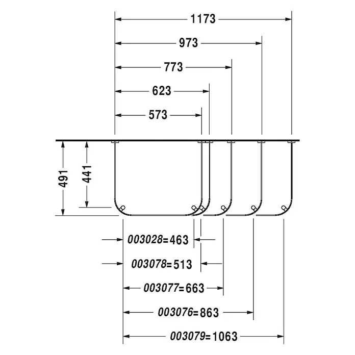 Duravit Happy D.2 Konsole - B x L: 77,3 x 49,1 cm, Chrom - Abbildung eines Spülbeckens mit verschiedenen Maßangaben.\n