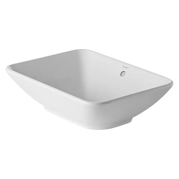 Duravit Bacino Aufsatzwaschbecken - 55 x 42 cm, Ohne Spezialglasur, Hahnloch: Ohne, Mit Überlauf, Weiß - Elegantes, weißes Duravit Aufsatzwaschbecken mit abgerundeten Ecken und modernem Design für das Badezimmer.