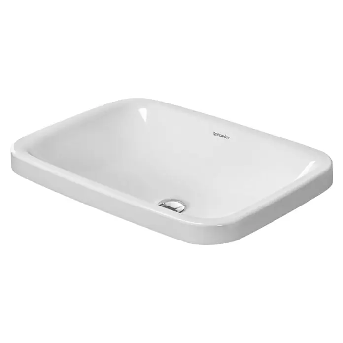 Duravit DuraStyle Einbauwaschbecken - 60 x 43 cm, Ohne Spezialglasur, Hahnloch: Ohne, Ohne Überlauf, Weiß - Aufsicht eines weißen Duravit-Waschbeckens, das durch sein schlichtes Design und die hochwertige Verarbeitung besticht.
