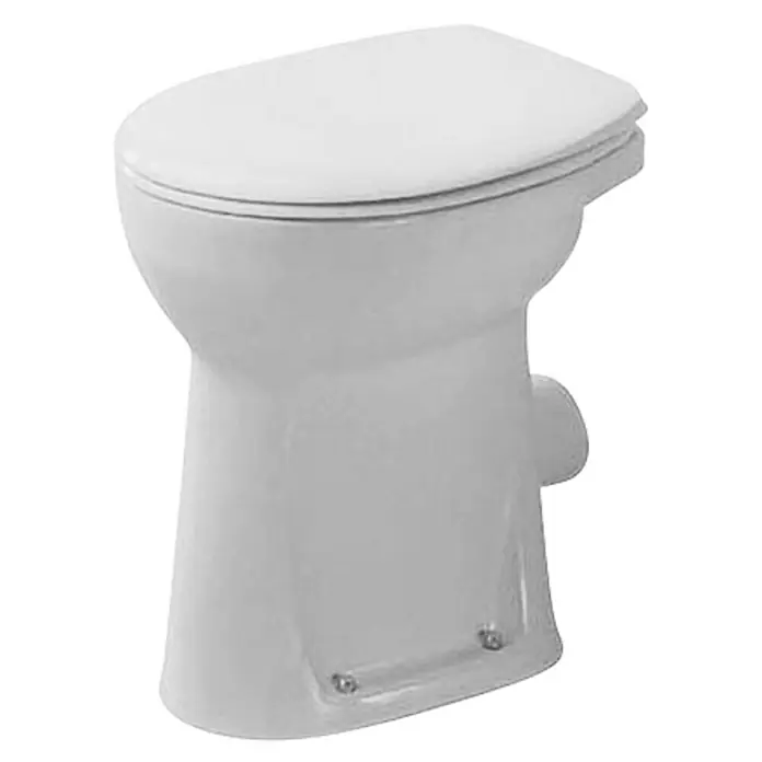 Duravit DuraVital Stand-WC Sudan - Mit Spülrand, Ohne Spezialglasur, Spülform: Flach, WC Abgang: Waagerecht, Weiß - Weiße Toilette mit geschlossenem Deckel, ideal für moderne Badezimmer. Robuste Keramik sorgt für Langlebigkeit und einfache Reinigung.