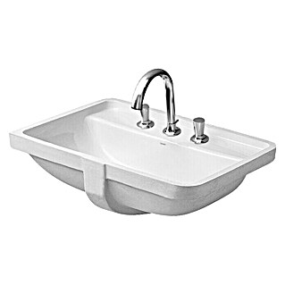 Duravit Starck 3 Unterbauwaschbecken (52,5 x 40 cm, Ohne Spezialglasur, Anzahl Hahnlöcher: 1, Mit Überlauf, Weiß)