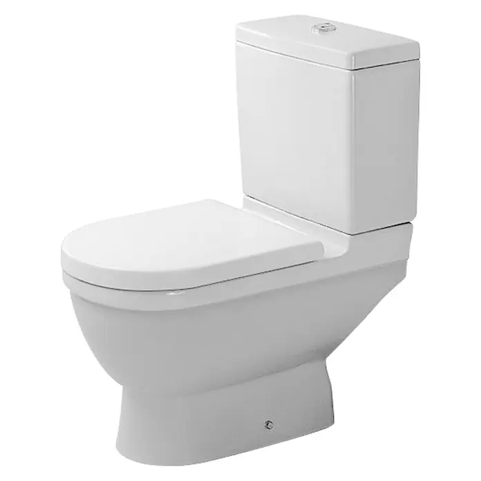 Duravit Starck 3 Stand-WC für Kombination - Mit Spülrand, Mit schmutzabweisender Glasur, Spülform: Tief, WC Abgang: Senkrecht, Weiß - Ein weißes Stand-WC mit Spülkasten für das moderne Badezimmer, das Komfort und Funktionalität vereint.
