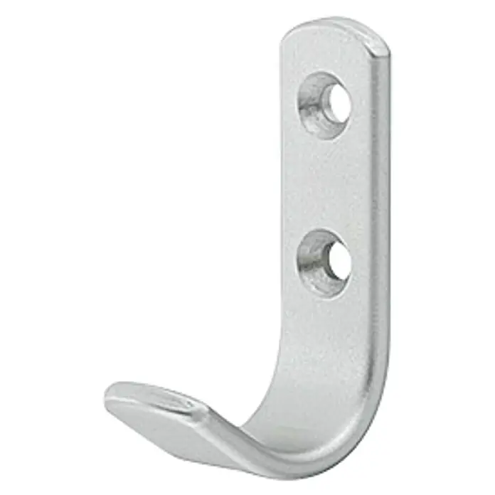 Häfele Gancho para colgar - L x Al: 35 x 60 mm, Plateado - Un gancho de pared de metal plateado con dos agujeros para montaje, ideal para colgar chaquetas y toallas.