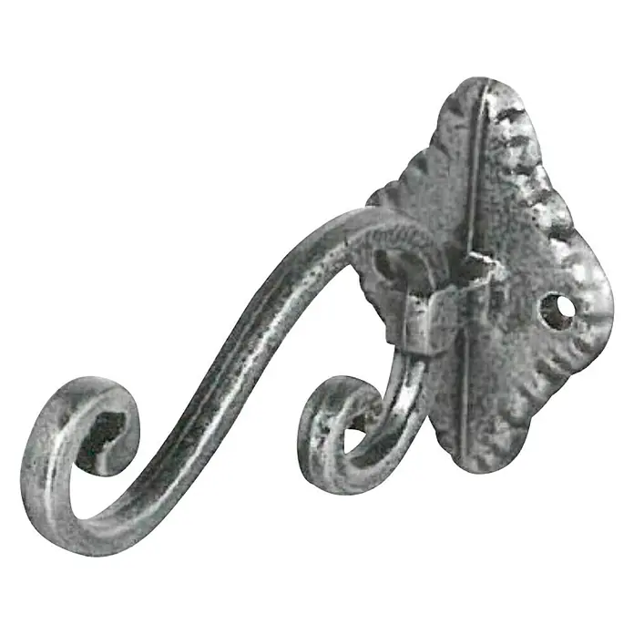 Häfele GarderobenhakenL x B x H: 140 x 195 x 10 mm, Anzahl Haken: 1 Stk. - Ein dekorativer, schmiedeeiserner Wandhaken mit verschnörkeltem Design. Ideal für Mäntel oder Handtücher.
