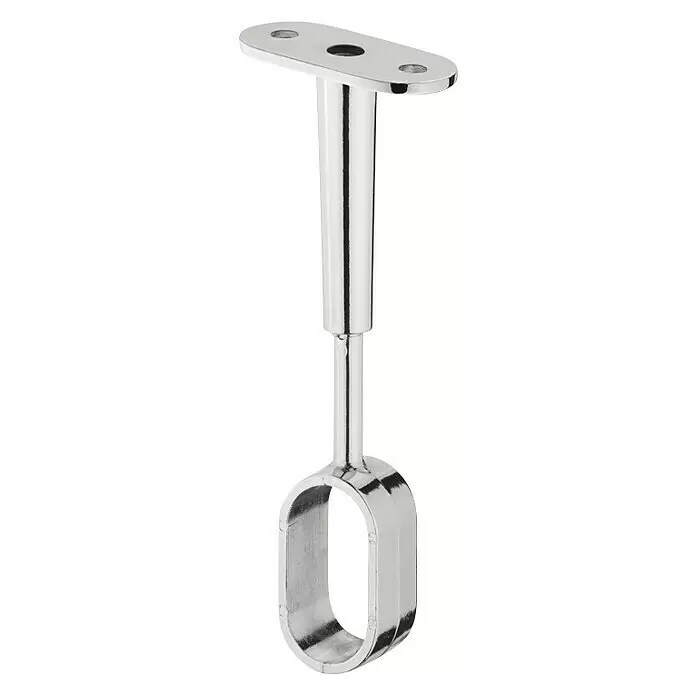 Suki Soporte intermedio para tubo de armario - Altura: 105 mm - Soporte de barra de armario cromado pulido con abertura ovalada y placa de muntatge superior.