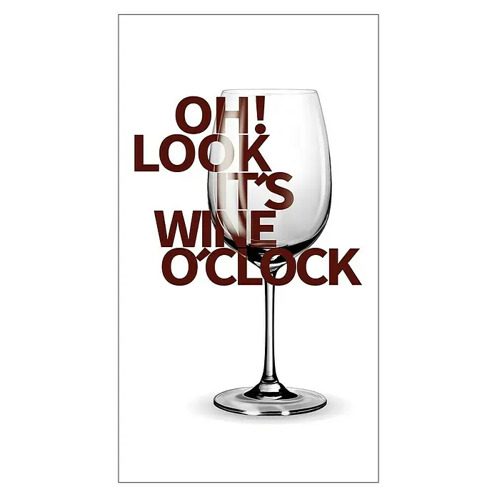 ProArt Decopanel - Wine O'Clock, B x H: 15 x 30 cm - Grafische Darstellung mit einem Weinglas, dessen Inneres den Text "Oh! Look, It's Wine O'Clock" enthält.