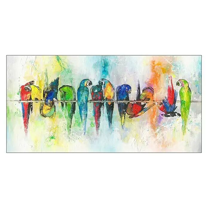 ProArt Handgemaltes Bild - Colourful Parrots, B x H: 120 x 60 cm - Vorderansicht