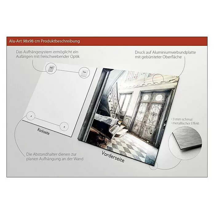 ProArt Bild Alu-Art - Lost House, B x H: 100 x 100 cm - Informationsansicht