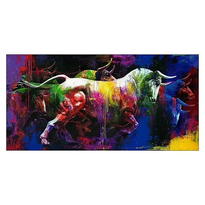 ProArt Handgemaltes Bild - Colourful Bull II, B x H: 180 x 90 cm - Vorderansicht