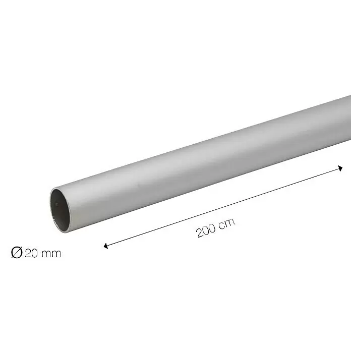 Sombra Gardinenstange - Silber, Länge: 200 cm, Durchmesser: 20 mm - Detailaufnahme