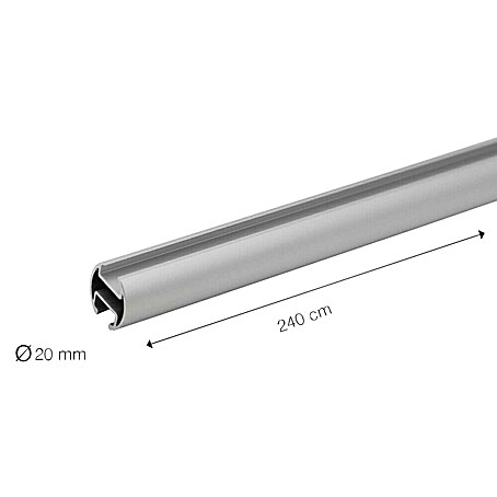 Sombra Gardinenstange (Silber, Länge: 240 cm, Durchmesser: 20 mm)