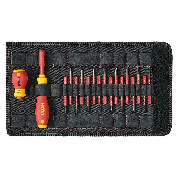 Wiha Schraubendreher-Set slimVario - 18 -tlg. - Wiha Schraubendreher-Satz mit austauschbaren Klingen in einer praktischen Rolltasche zur Aufbewahrung und zum Transport.