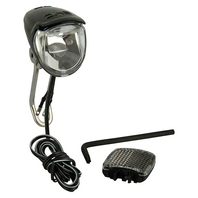 Busch+Müller LED-Frontleuchte Eyc T senso plus - Beleuchtungsstärke: 50 lx - Ein Fahrradlicht-Set mit Scheinwerfer, Rückstrahler, Kabel und Werkzeug für die sichere Fahrt im Dunkeln.