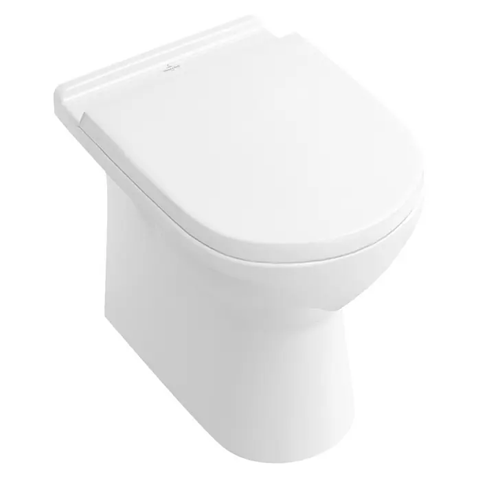 Villeroy & Boch O.novo Stand-WC Typ 2 - Mit Spülrand, Ohne Spezialglasur, Spülform: Tief, WC Abgang: Waagerecht, Weiß - Das Bild zeigt eine moderne, wandhängende Toilette in Weiß, die ein elegantes und minimalistisches Design aufweist.