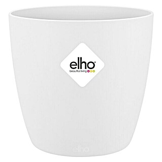 Elho Brussels Übertopf rund Round Mini (Außenmaß (Ø x H): 7 x 6 cm, Weiß, Kunststoff, Glänzend)