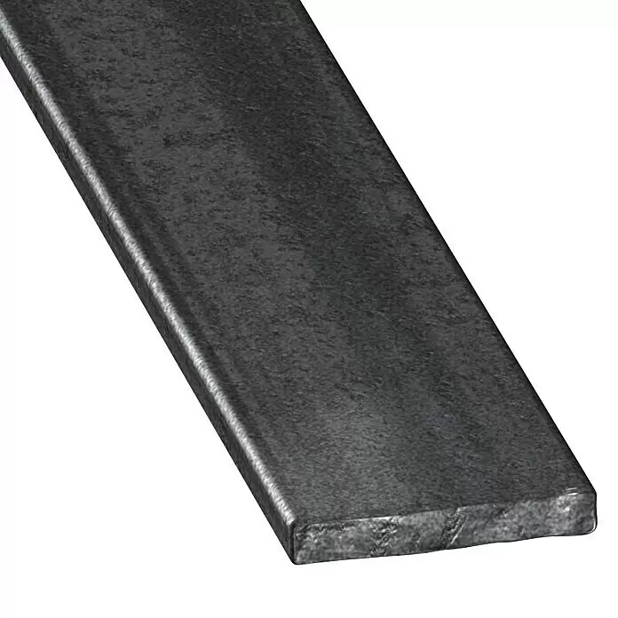 Kantoflex Perfil plano - L x An x Es: 1.000 x 20 x 4 mm, Acero, Acero gris - Barra plana de metal gris oscuro y textura rugosa, un material industrial común.