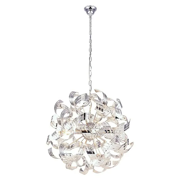 Globo Pendelleuchte Falla - Ø x H: 500 mm x 125 cm - Elegante Chrom-Hängeleuchte mit geschwungenen Details. Ideal für stilvolle Innenräume mit modernem Design und guter Beleuchtung.