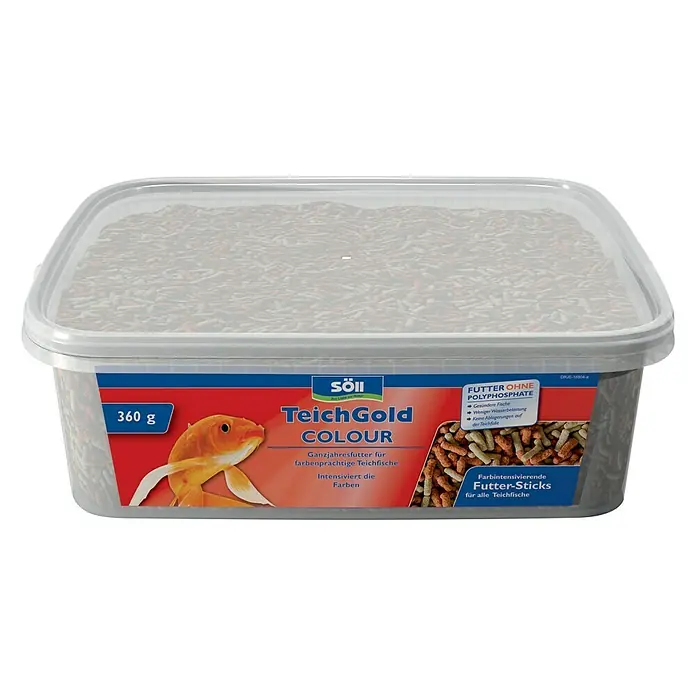 Söll Teich-Gold Teich-Fischfutter Colour - 360 g - TeichGold Colour Fischfutter: Für farbenprächtige Teichfische, ganzjährige Fütterung ohne Polyphosphate, mit farbintensivierenden Futter-Sticks.