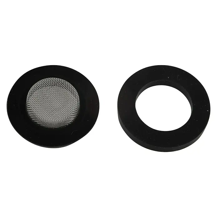 Dichtungs-Set - 16 x 26,5 mm, Geeignet für: Schläuche, 2 -tlg. - Zwei schwarze Dichtungen, eine mit Metallgittersieb.
