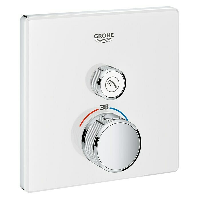 Grohe Grohtherm SmartControl UP-ThermostatarmaturMit 1 Absperrventil, Eckig, Moon White, Glänzend Diagonal View