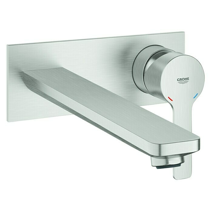 Grohe Lineare Wand-Waschtischarmatur2-Loch, Supersteel, Glänzend, Ausladung: 149 mm Diagonal View