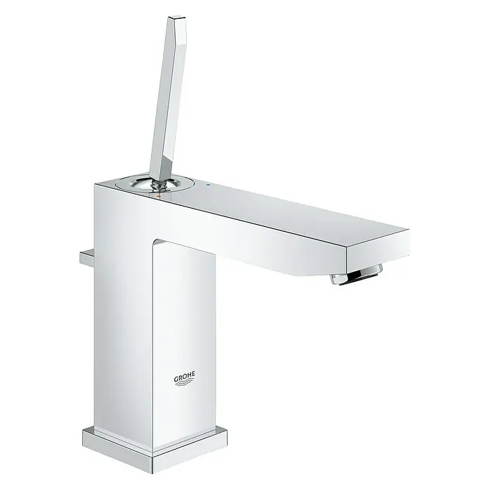 Grohe Eurocube Joy Waschtischarmatur M-Size - Chrom, Glänzend, Mit Zugstange - Zeitgenössischer Grohe Badezimmerhahn mit schlankem, eckigem Design und polierter Chromoberfläche für einen modernen Look.