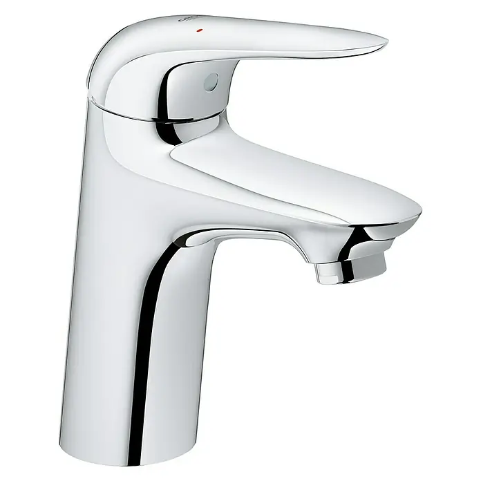 Grohe Eurostyle Solid Waschtischarmatur S-Size - Chrom, Glänzend, Ohne Zugstange - Glänzender Chrom-Wasserhahn mit schlankem Design und Hebel für einfache Bedienung. Ideal für moderne Badezimmer und Küchen.