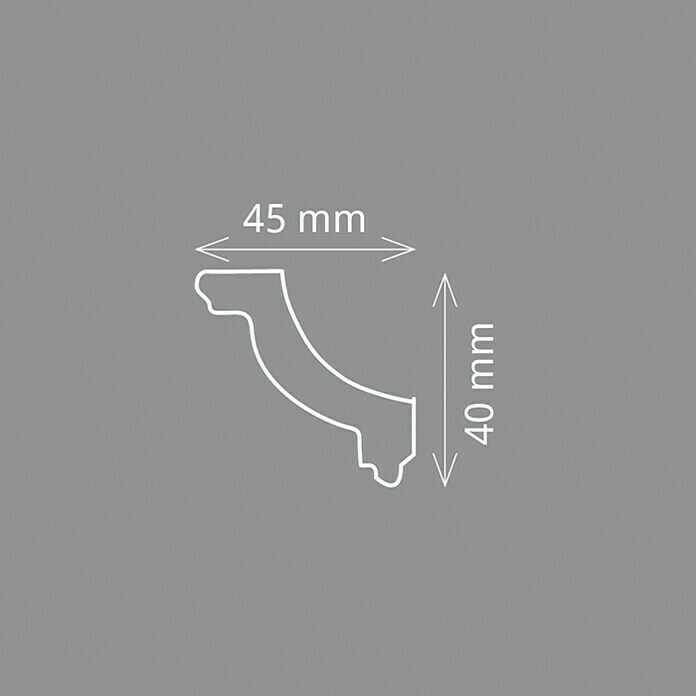 Zierprofil (2 m x 45 mm x 40 mm, Polystyrol XPS)