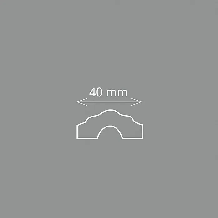 Zierprofil Modern E 36 - 2 m x 40 mm x 40 mm, XPS-Hartschaumplatten - Profilschnittzeichnung einer Zierleiste mit Abmessung 40 mm.