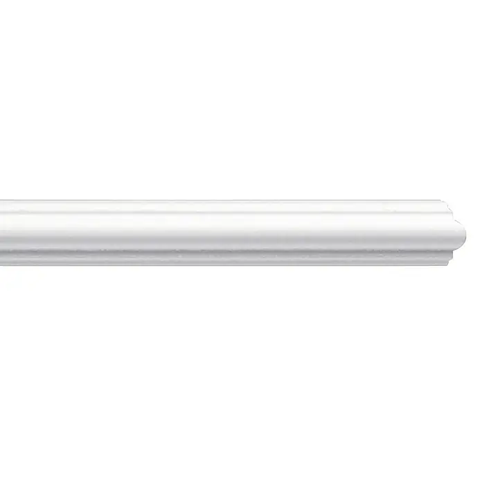 Wandleiste CW 10Länge: 2 m, Weiß - Das Bild zeigt eine weiße Zierleiste, die sich ideal für die Gestaltung von Innenräumen eignet. Die Leiste ist schlicht und elegant.