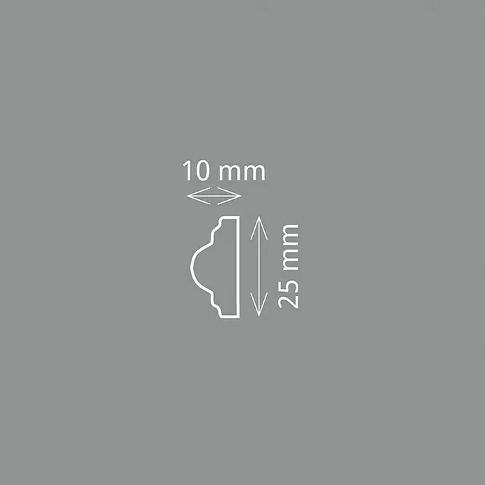 Wandleiste CW 10Länge: 2 m, Weiß - Profilleiste mit den Maßen 10 mm Breite und 25 mm Höhe zur dekorativen Wandgestaltung.