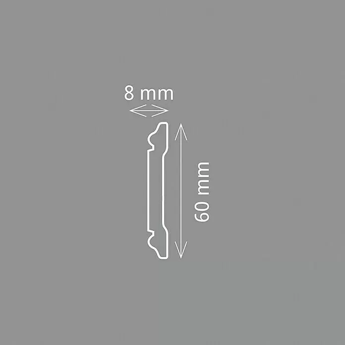 Wandleiste CW 12 - 200 cm x 8 mm x 6 cm, Weiß - Detailaufnahme