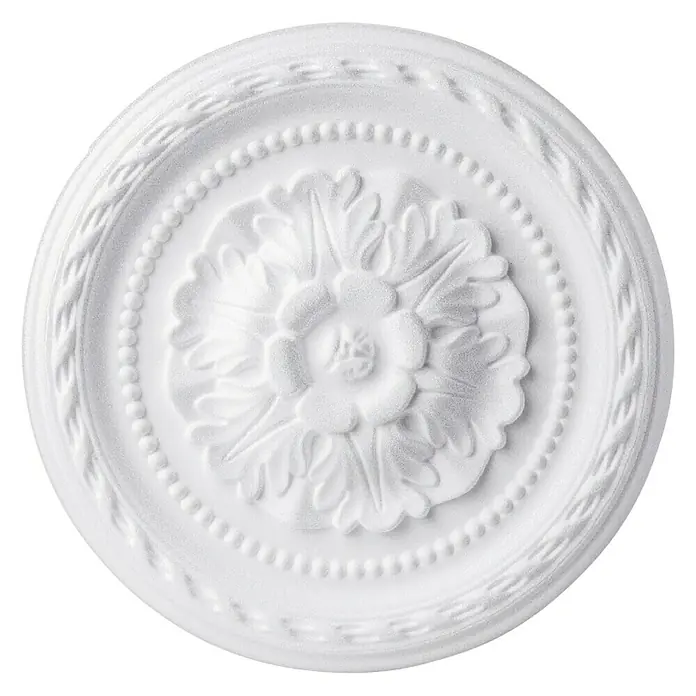 Rosette Classic Style K 8 - Durchmesser: 30 cm, Expandiertes Polystyrol (EPS), Historismus, Weiß - Weiße Stuckrosette mit floralem Design. Für dekorative Decken oder Wände im Innenbereich und zur Verschönerung des Raumes.