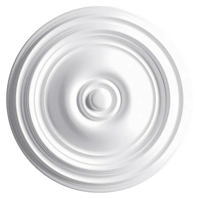 Rosette Classic Style K 12 - Durchmesser: 37 cm, Expandiertes Polystyrol (EPS), Modern, Weiß - Weiße Deckenrosette mit konzentrischen Kreisen für stilvolle Innenräume, die jedem Raum Eleganz und ein klassisches Flair verleihen.