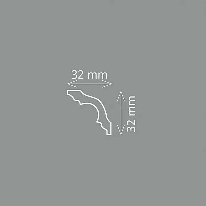 Zierprofil E 10 - 2 m x 3,2 cm x 3,2 cm, XPS-Hartschaumplatten - Profilleiste mit den Maßen 32 mm x 32 mm zur Dekoration von Wänden und Decken.