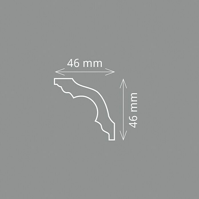 Zierprofil (2 m x 4,6 cm x 4,6 cm, Polystyrol XPS)