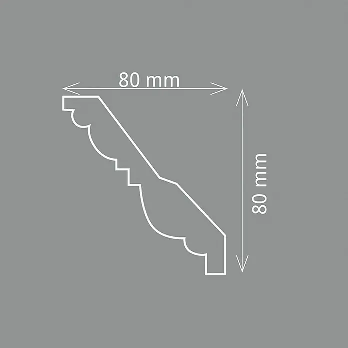 Zierprofil Prestige Olga-F - 2 m x 80 mm x 8 cm, Expandiertes Polystyrol (EPS) - Profilleiste mit den Maßen 80 mm x 80 mm zur dekorativen Gestaltung von Innenräumen.