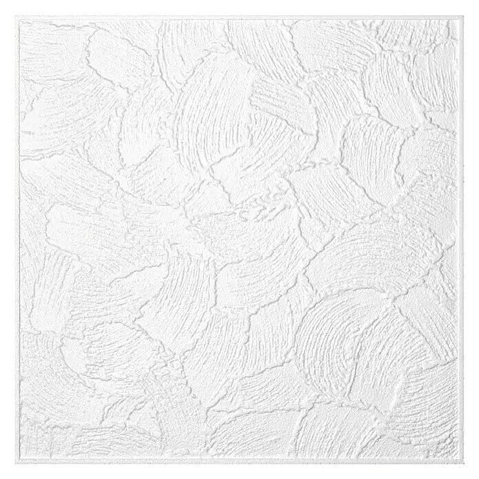 Deckenplatte Kellenputz - 50 x 50 cm, Weiß, 2 m², Polystyrol geschäumt - Detailaufnahme
