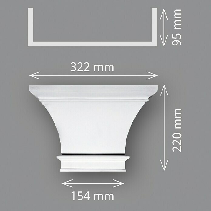 Wandelement Pilaster-Kopf HKP 15 G (32,2 x 22 x 9,5 cm, Expandiertes Polystyrol (EPS))
