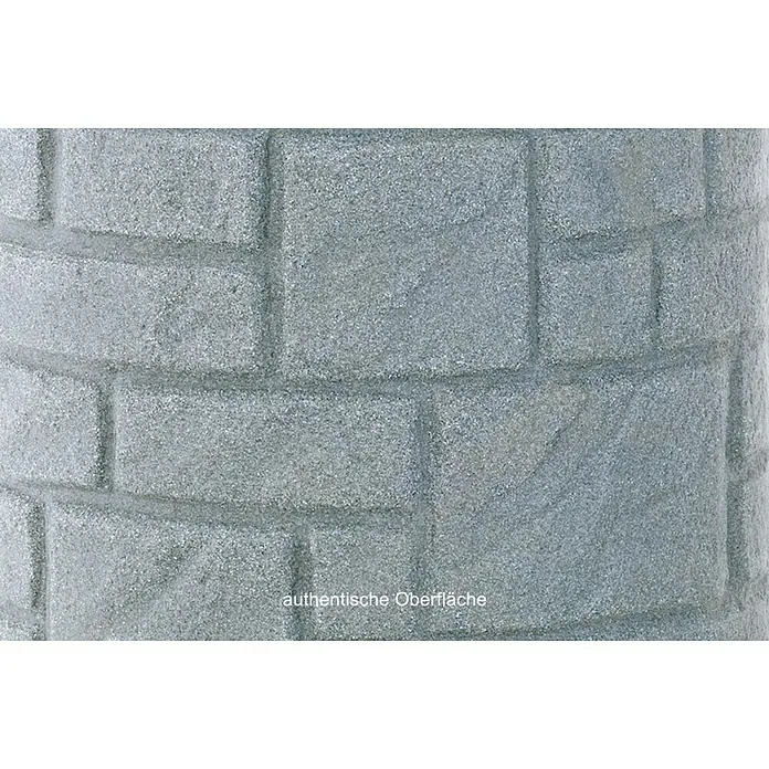 Arves Regenspeicher Arcado - 230 l, Granitfarben - Nahaufnahme einer grauen Mauer mit dem Text "authentische Oberfläche".