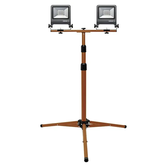 Ledvance LED-Arbeitsleuchte - 5.400 lm, Lichtfarbe: Kaltweiß, Anzahl Leuchtmittel: 2 Stk. - Osram Strahler auf Stativ: Doppelter LED-Baustrahler für optimale Ausleuchtung. Robuste Bauweise für den professionellen Einsatz.
