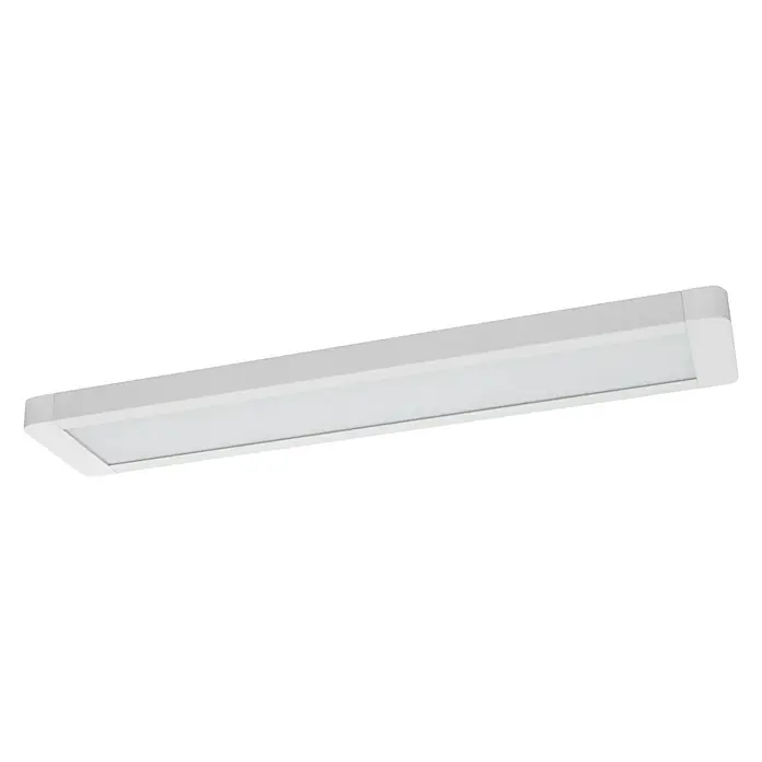 Ledvance LED-Deckenleuchte Office Line - 25 W, L x B x H: 61,5 x 13 x 2,5 cm, Weiß, Neutralweiß - Nahaufnahme einer rechteckigen, weißen LED-Deckenleuchte, die ein modernes und effizientes Beleuchtungselement darstellt.