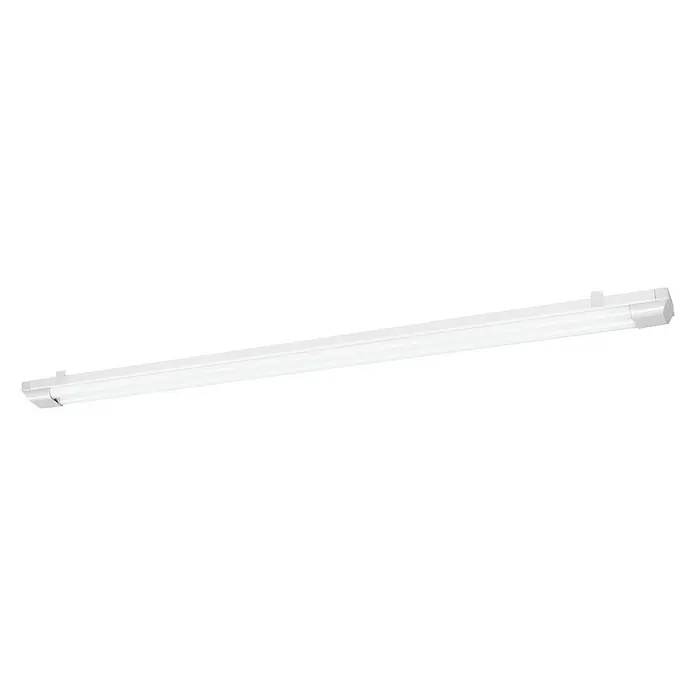 Osram LED-Lichtleiste Power Batten - L x B x H: 120 x 8,2 x 4,8 cm, Lichtfarbe: Kaltweiß, 50 W, 220 V - 240 V - Aufnahme einer weißen LED-Leuchtstofflampe. Das Licht ist hell und bietet eine effiziente Beleuchtungslösung.